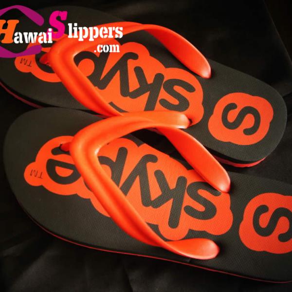 Black Red Rubber Eva Slipper With Skype Made In Thailand
