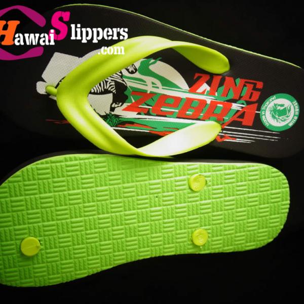 Vibrant Green Colorful Zing Zebra Printed Slippers
