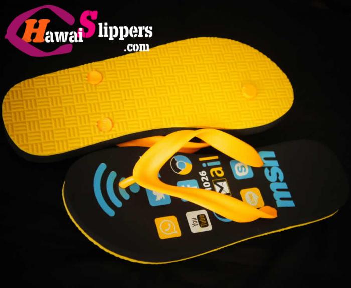 Men Fashionable Printed Slipper Made In Thailand Social Network Icons