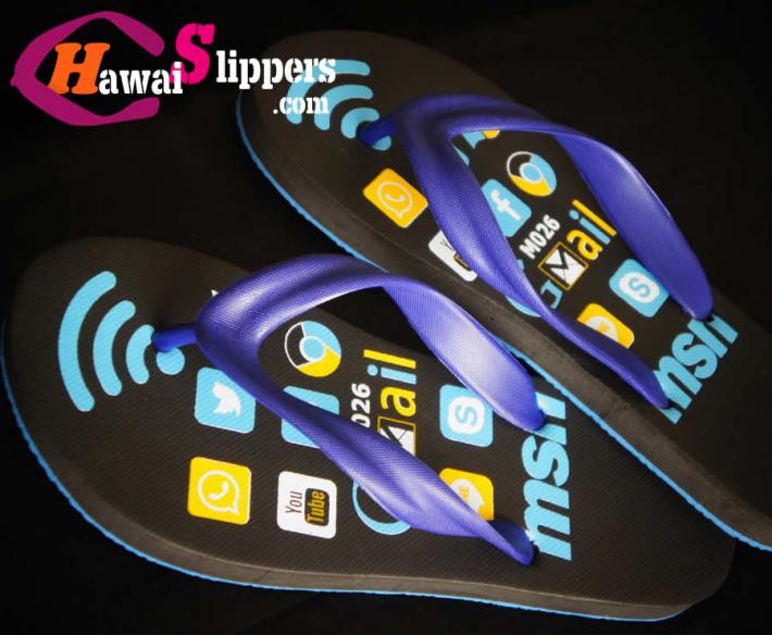 Grid Design Social Network Icons Printed Rubber Eva Slipper With Pvc Strap For Wholesalers