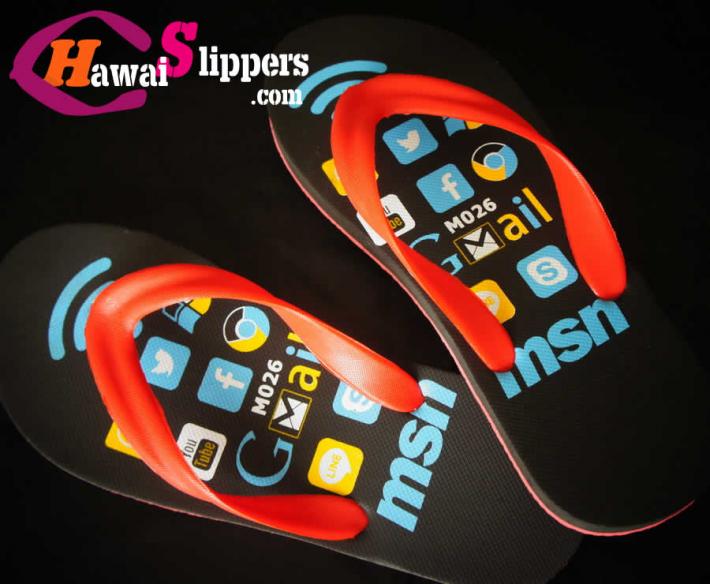 Pvc Strap Wholesale Rubber Slipper With Social Icons